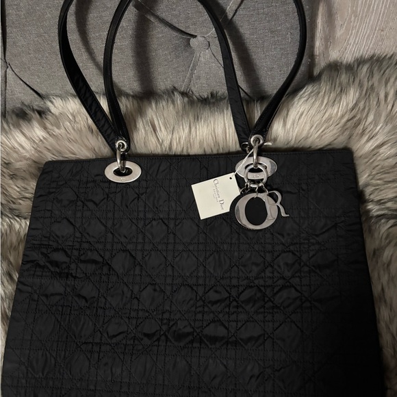 Christian Dior Cannage Lady Dior tote bag in black nylon. **Steal Price!!!** - Picture 10 of 11